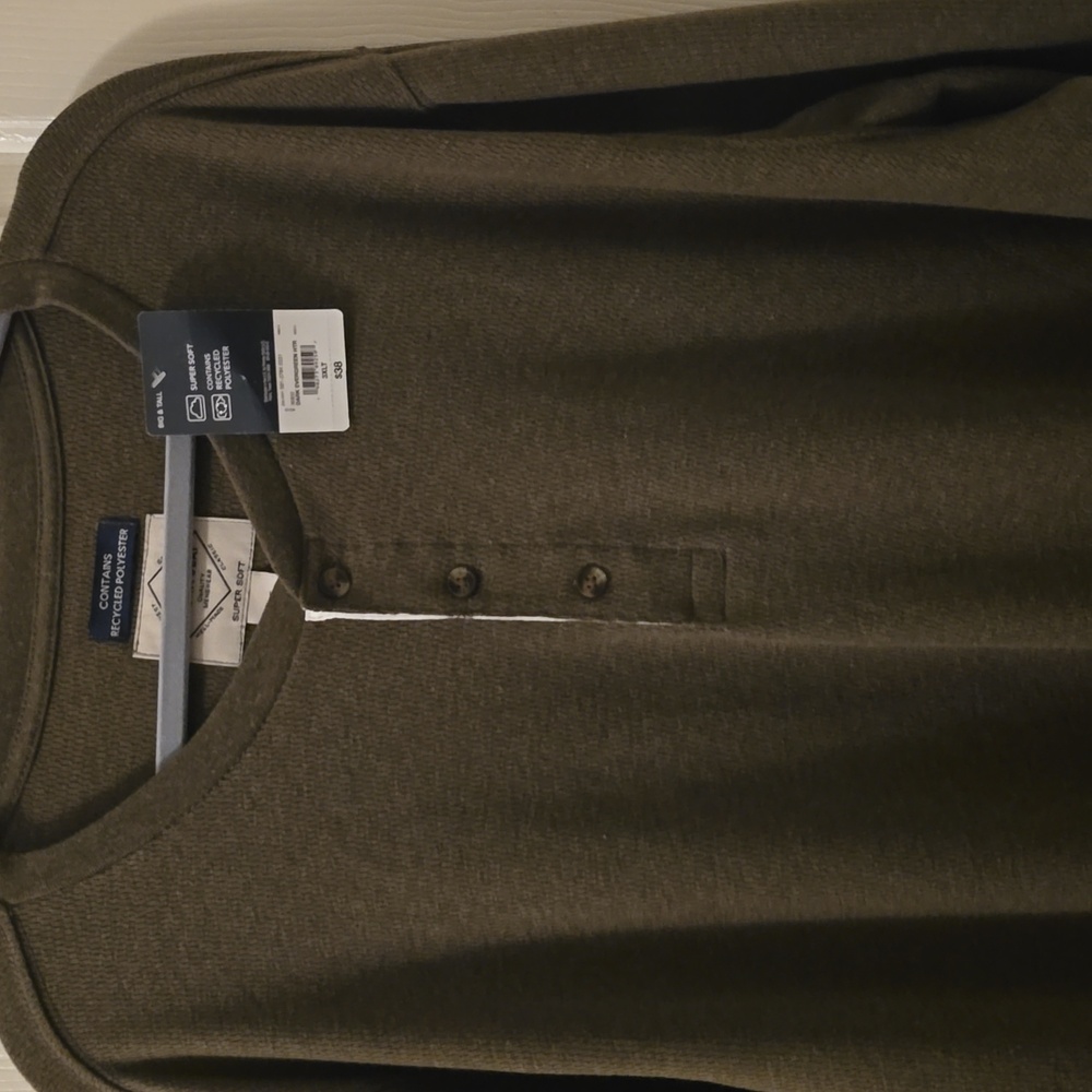 ST. JOHN'S BAY MEN'S BIG AND TALL GREEN LONG SLEEVES THERMAL SHIRT SHIRT 3XLT
